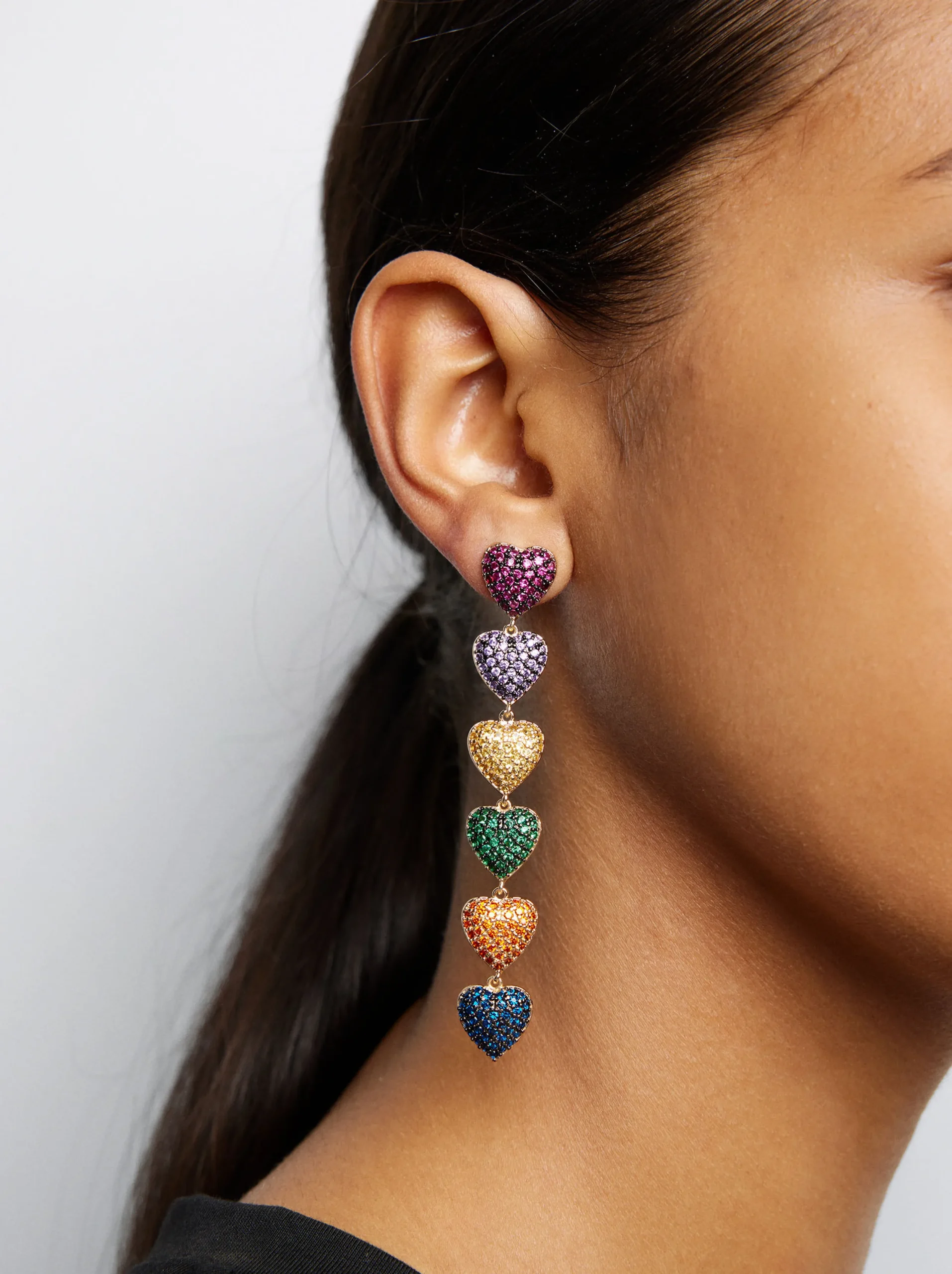 PARFOIS Pendientes Largos Corazones Multicor Best Sale