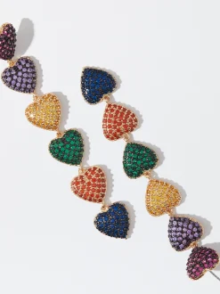 PARFOIS Pendientes Largos Corazones Multicor Best Sale