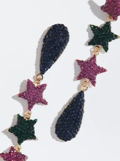 PARFOIS Pendientes Largos Estrellas Cristales Multicolor Multicor New