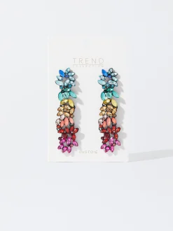 PARFOIS Pendientes Largos Flores Multicolor Multicor Sale