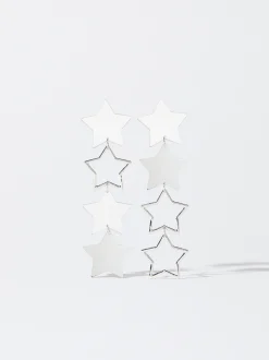PARFOIS Pendientes Largos Maxi Estrellas Plateado Outlet