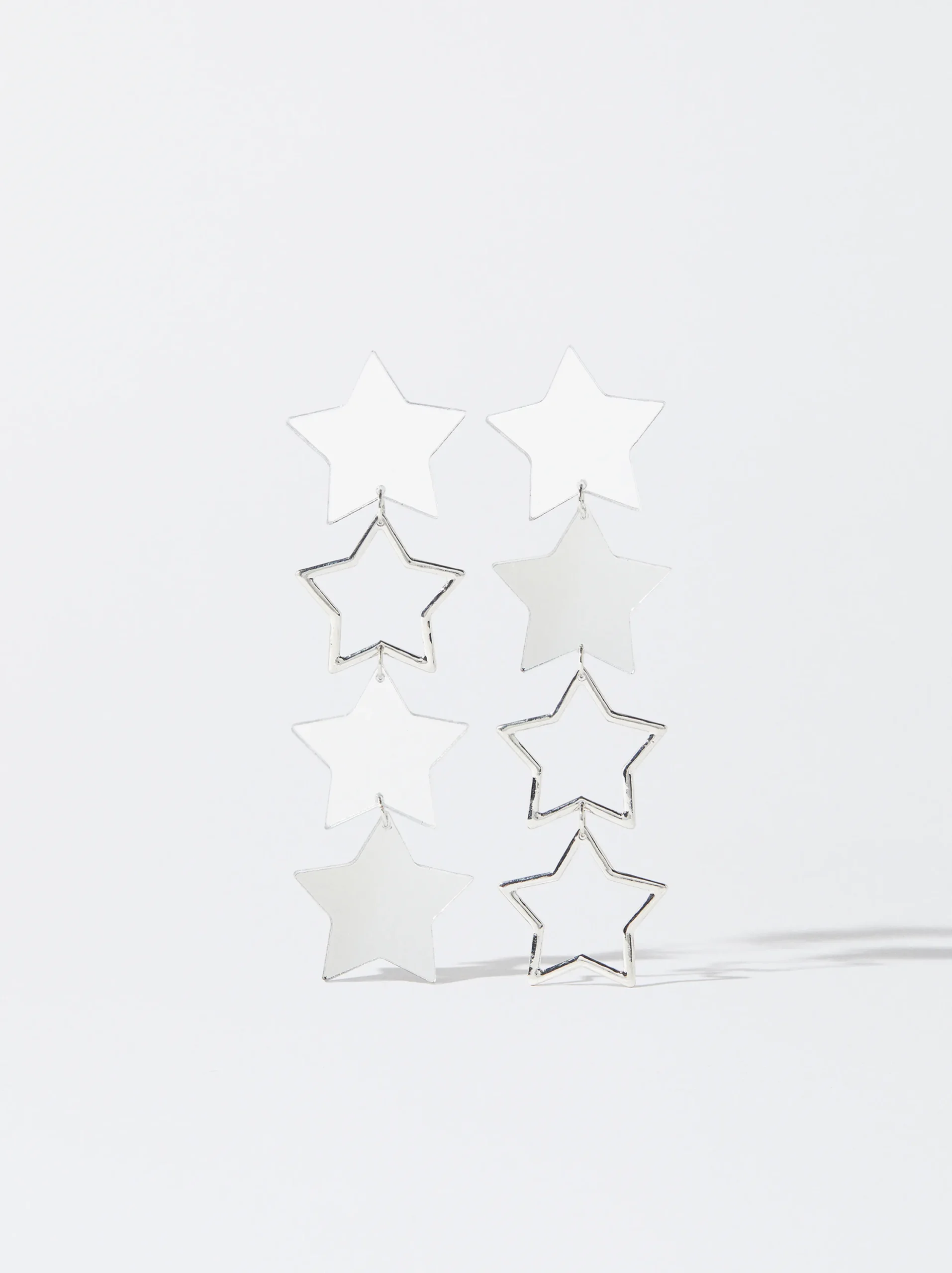PARFOIS Pendientes Largos Maxi Estrellas Plateado Outlet