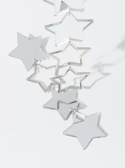 PARFOIS Pendientes Largos Maxi Estrellas Plateado Outlet