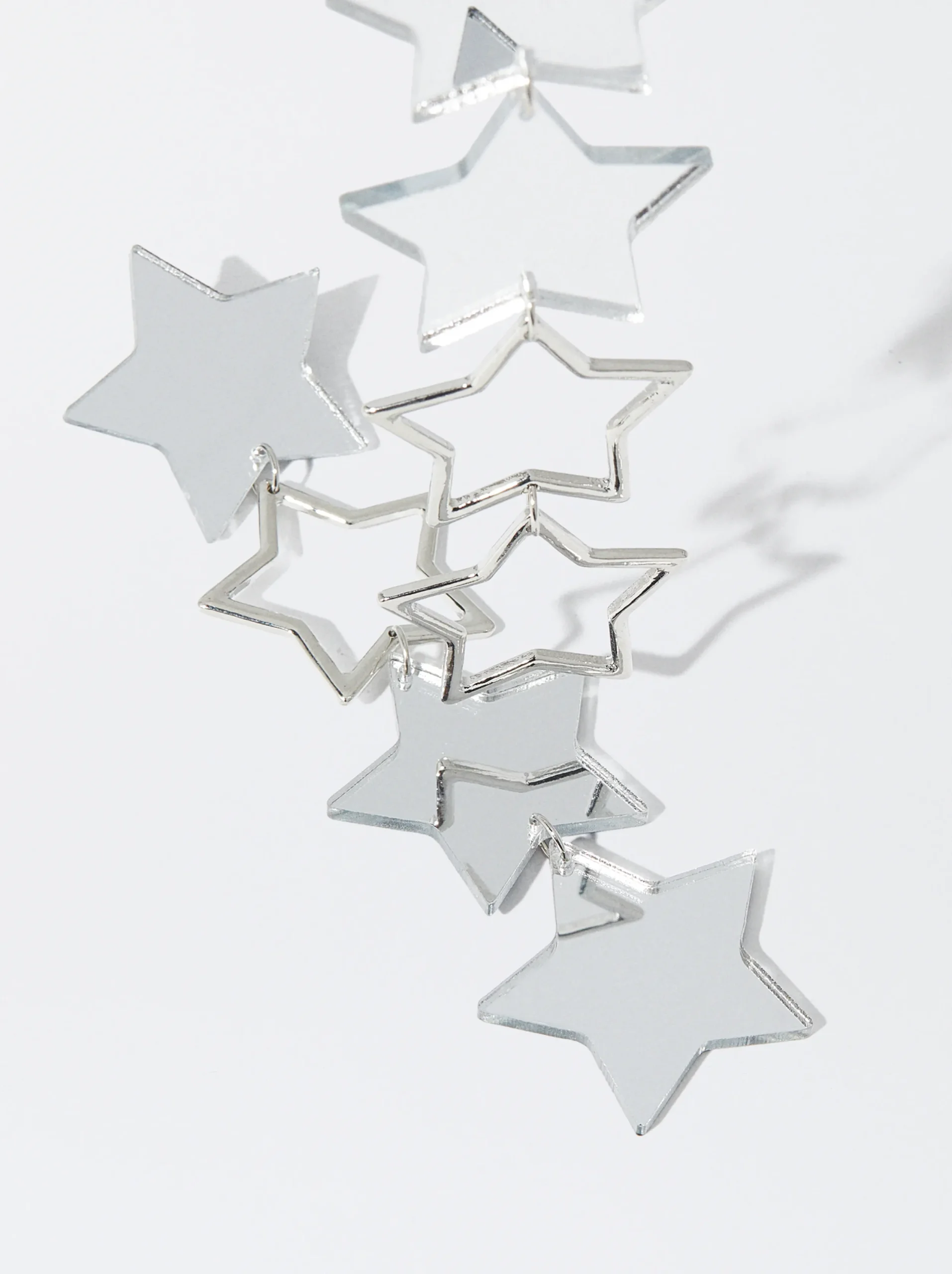 PARFOIS Pendientes Largos Maxi Estrellas Plateado Outlet