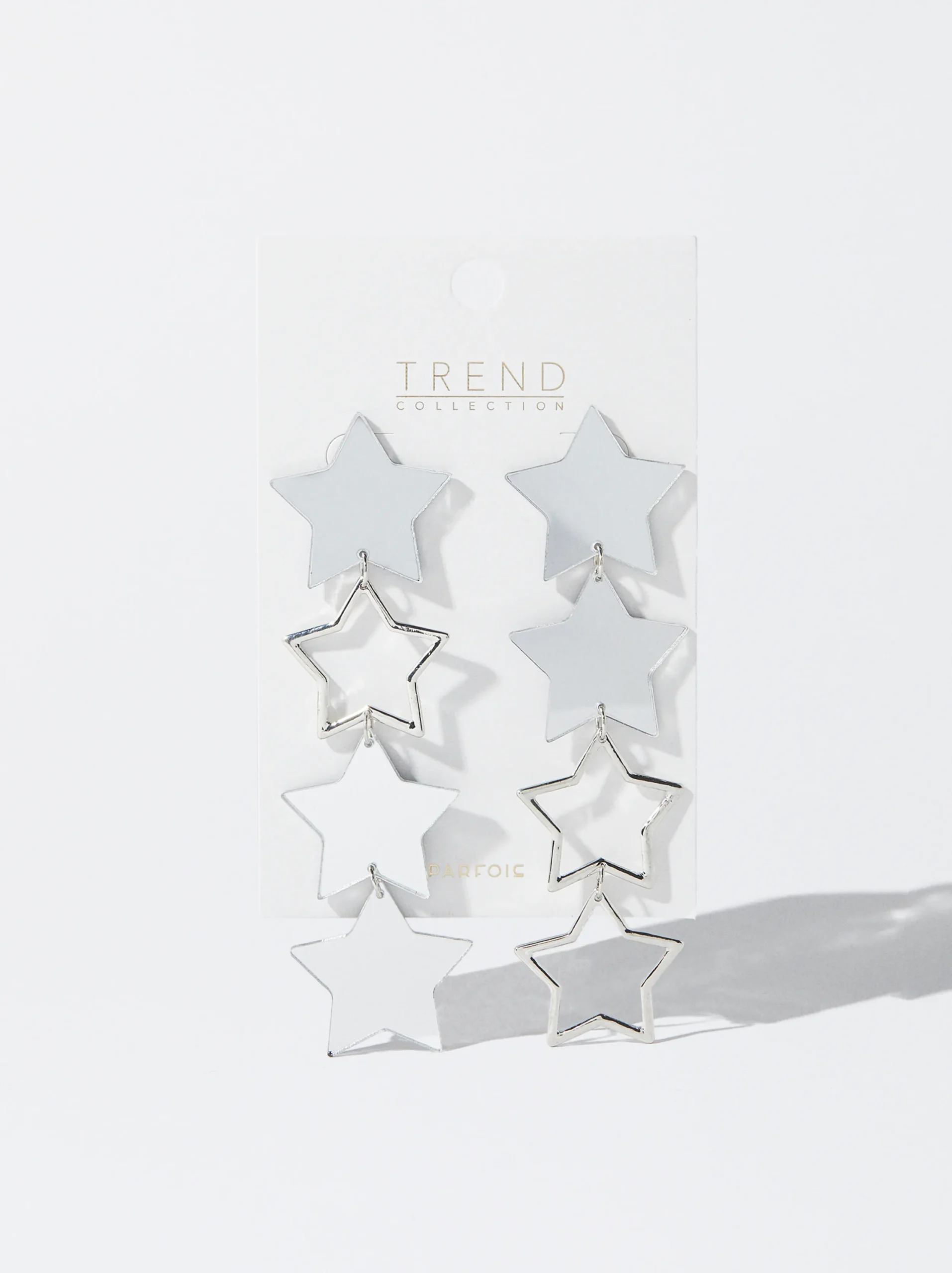 PARFOIS Pendientes Largos Maxi Estrellas Plateado Outlet