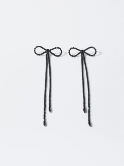 PARFOIS Pendientes Lazo Con Cristales Negro Best Sale
