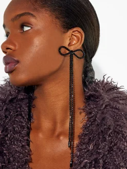 PARFOIS Pendientes Lazo Con Cristales Negro Best Sale