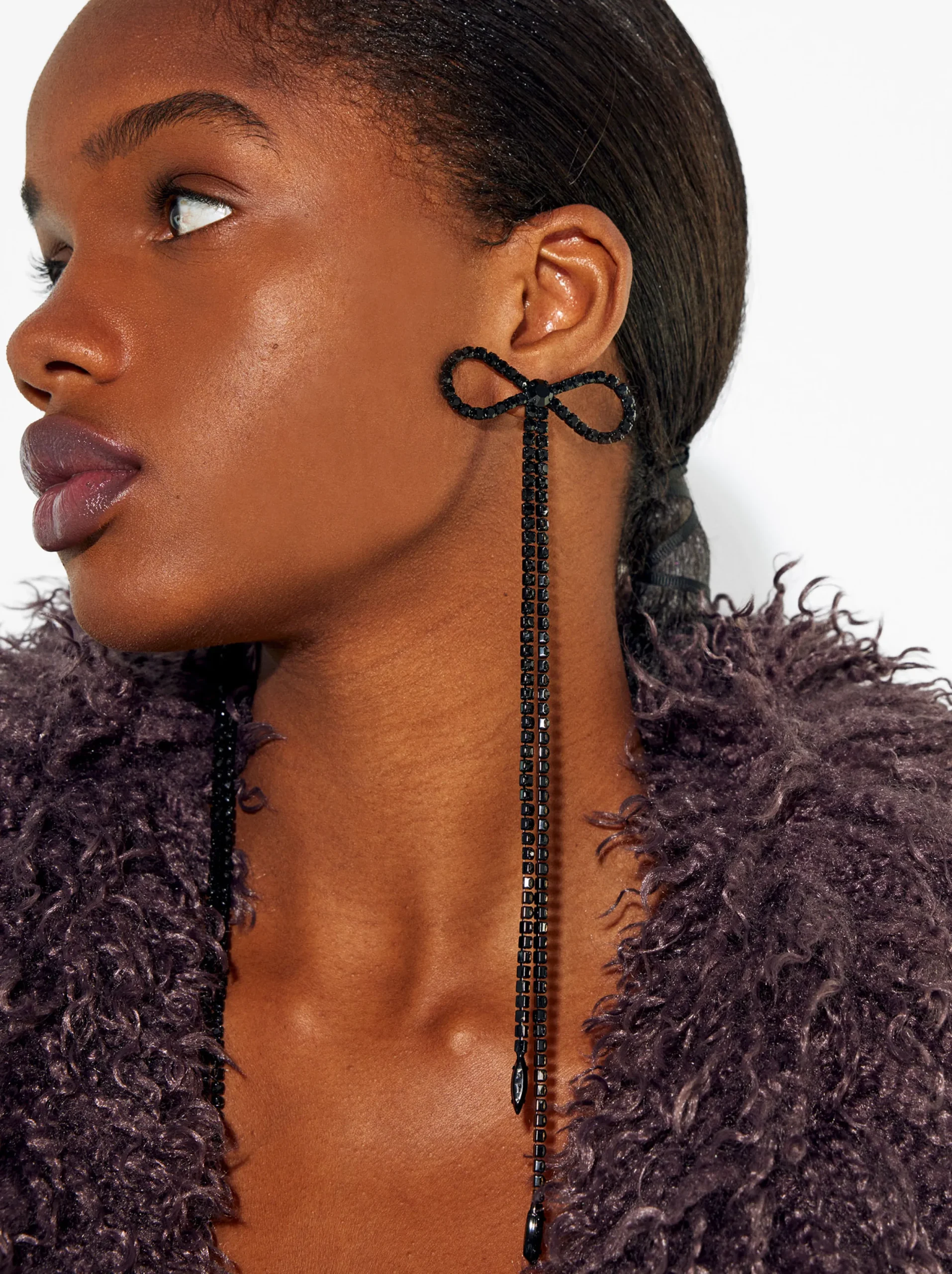 PARFOIS Pendientes Lazo Con Cristales Negro Best Sale