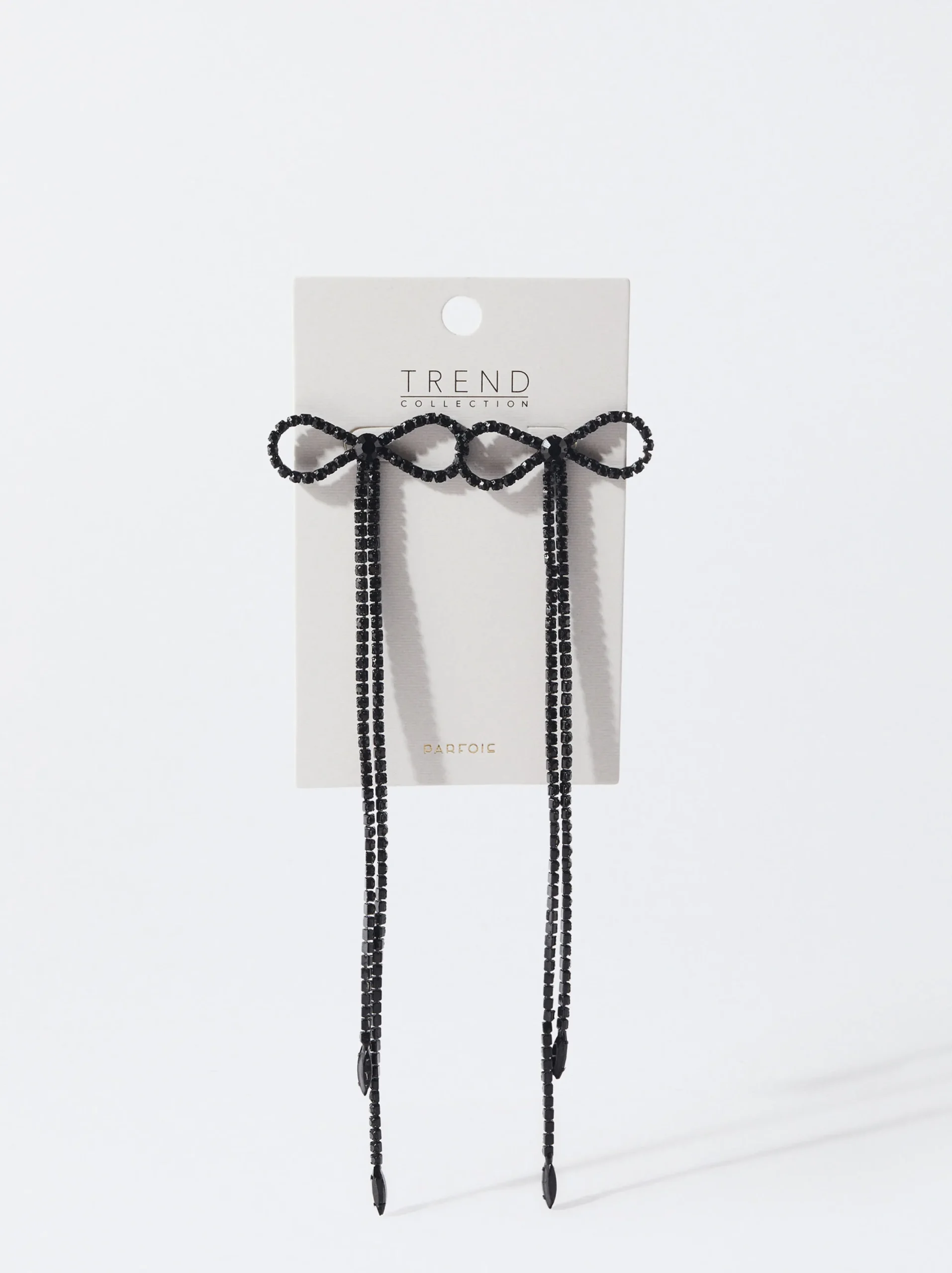 PARFOIS Pendientes Lazo Con Cristales Negro Best Sale