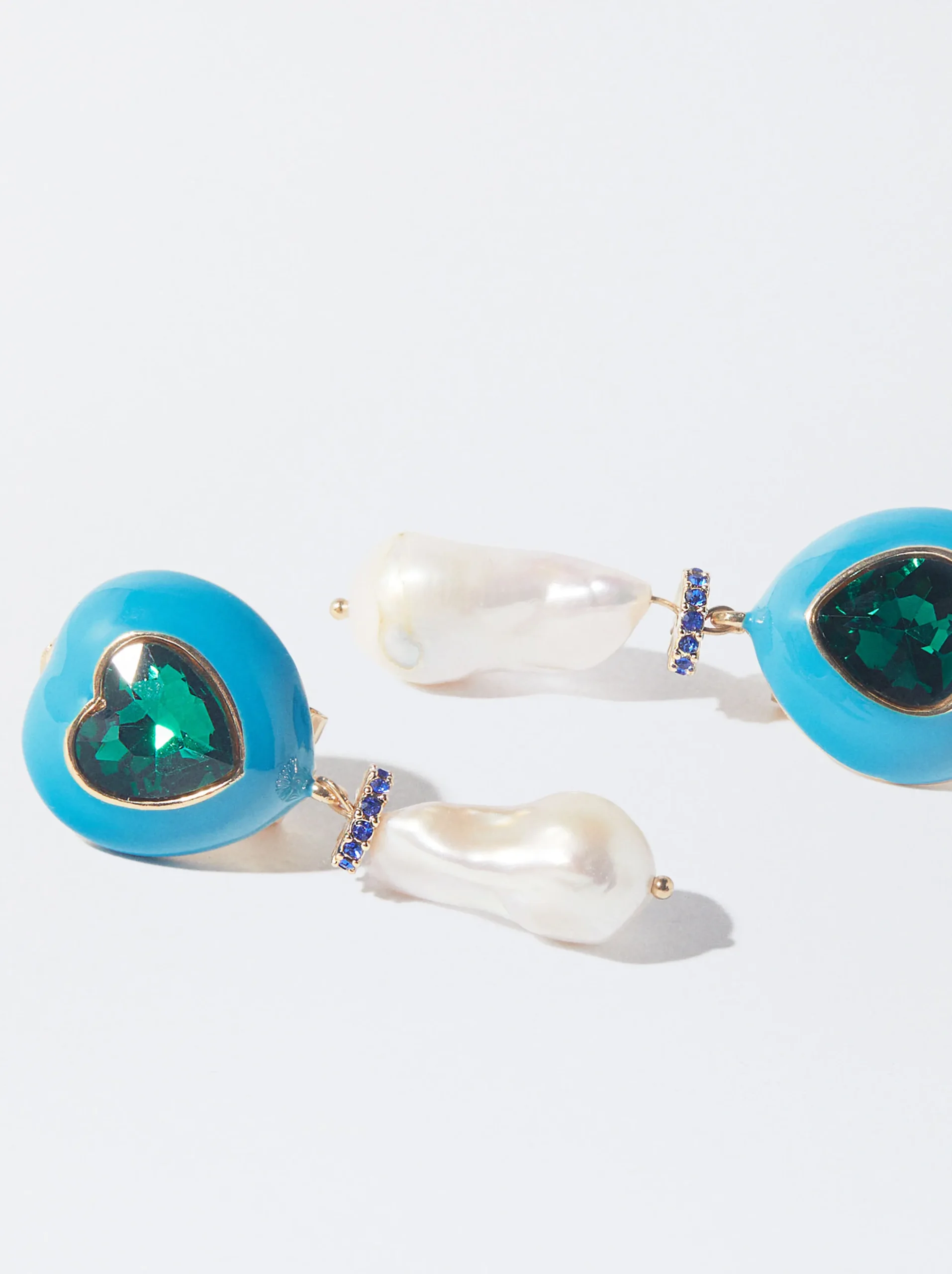 PARFOIS Pendientes Maxi Corazón Perla Natural Azul Best Sale