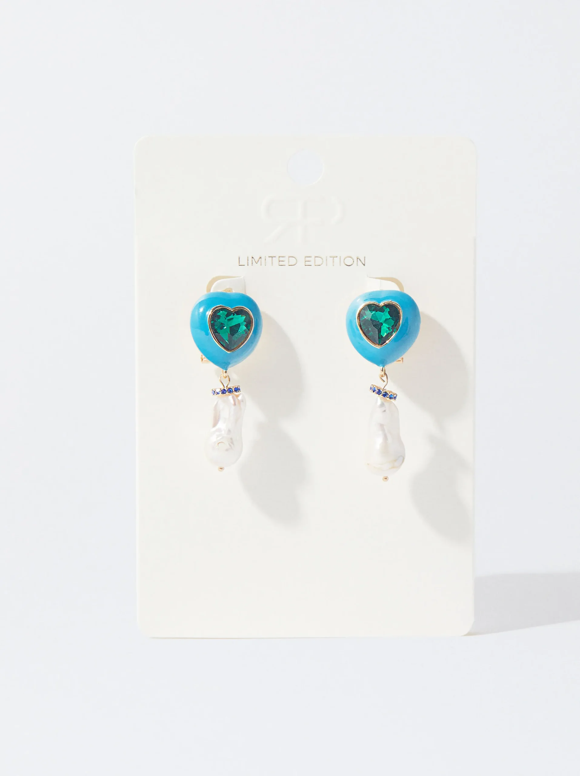 PARFOIS Pendientes Maxi Corazón Perla Natural Azul Best Sale