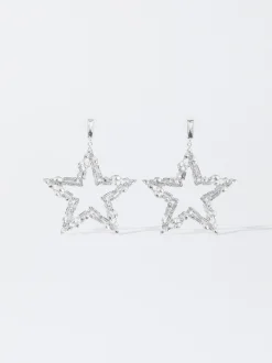 PARFOIS Pendientes Maxi Estrella Con Cristales Plateado Cheap