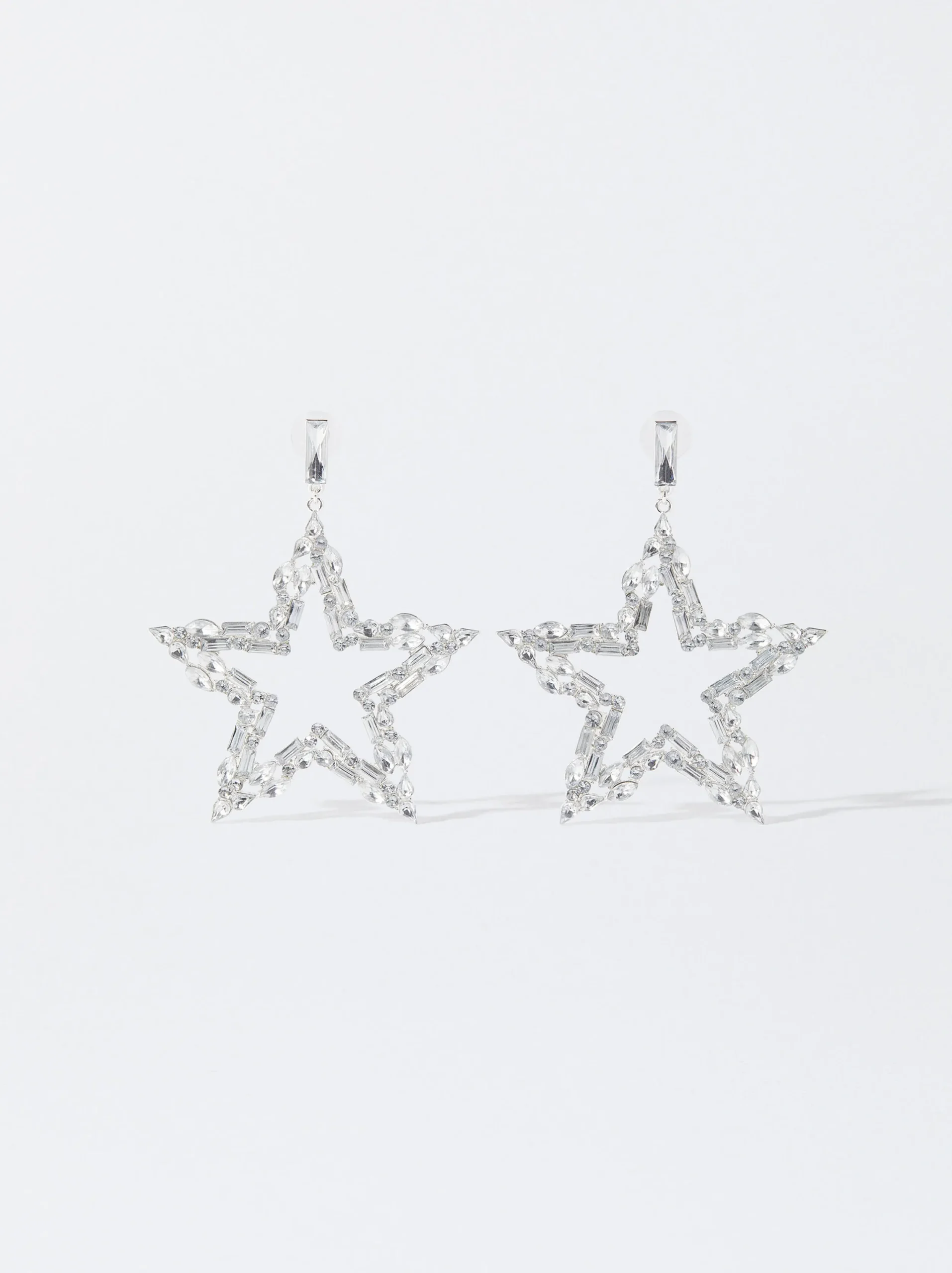 PARFOIS Pendientes Maxi Estrella Con Cristales Plateado Cheap