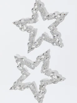 PARFOIS Pendientes Maxi Estrella Con Cristales Plateado Cheap