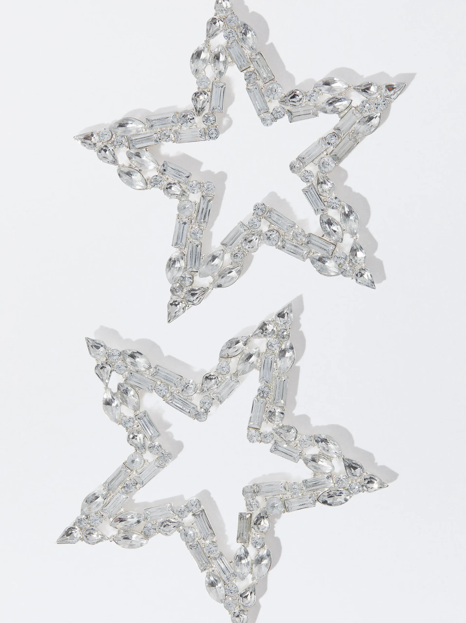 PARFOIS Pendientes Maxi Estrella Con Cristales Plateado Cheap