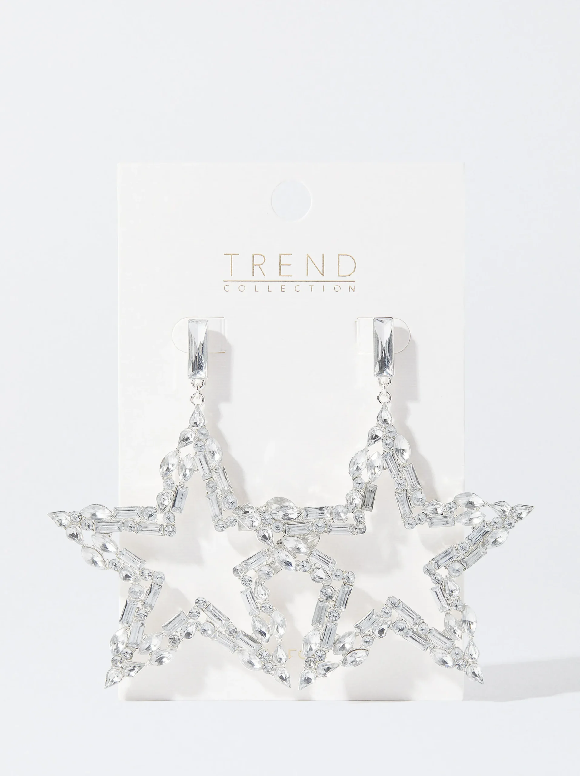 PARFOIS Pendientes Maxi Estrella Con Cristales Plateado Cheap