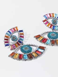 PARFOIS Pendientes Maxi Ojos Con Perlas Y Cristal Multicor Online