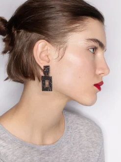 PARFOIS Pendientes Medianos Con Cristales Multicor Outlet