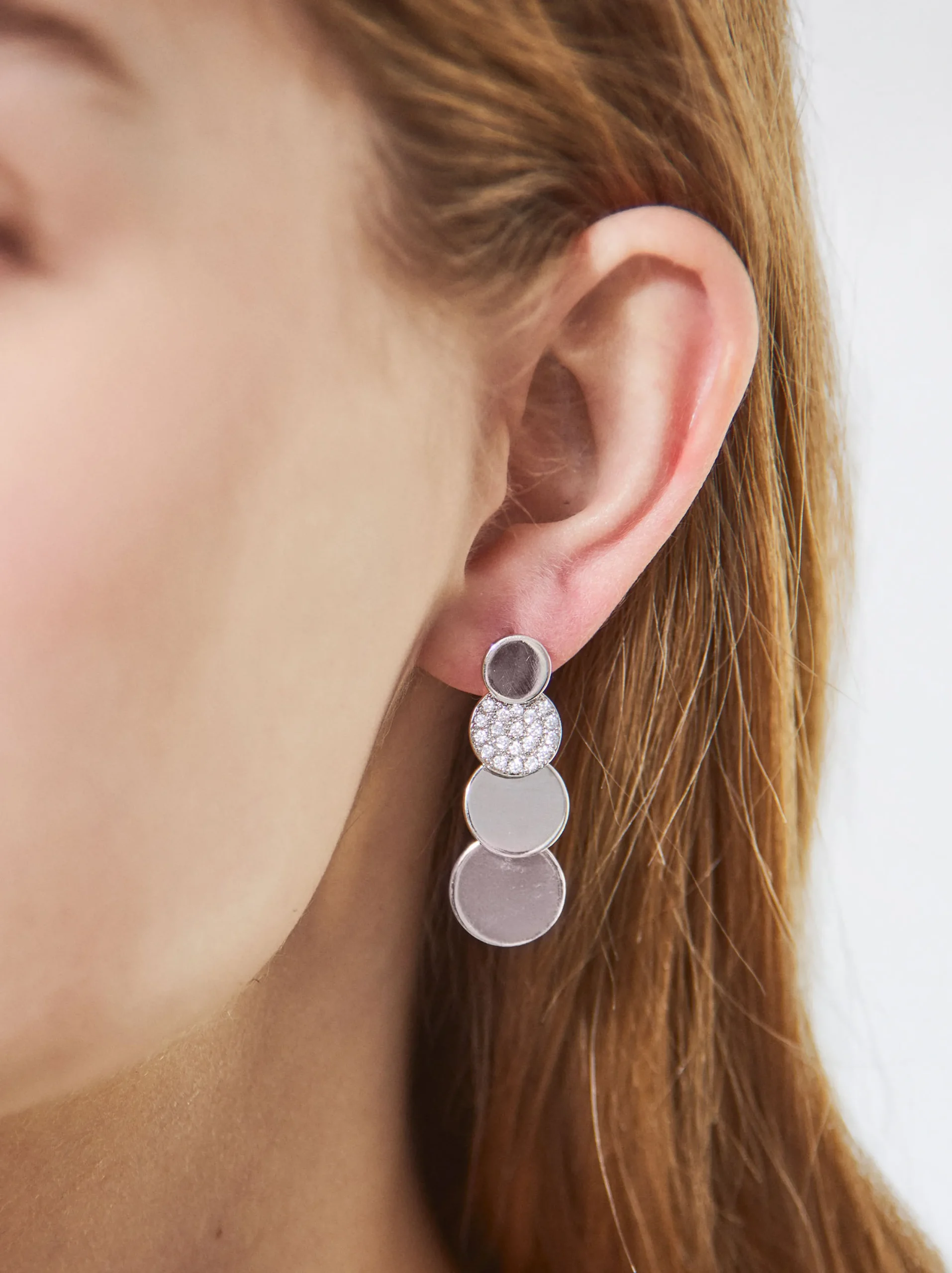 PARFOIS Pendientes s Con Circonitas Plateado Fashion