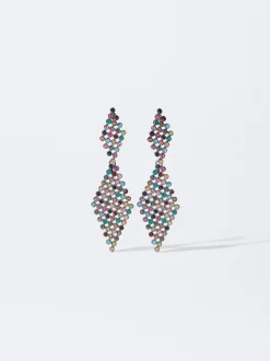 PARFOIS Pendientes Rombos Con Cristales Multicor Clearance