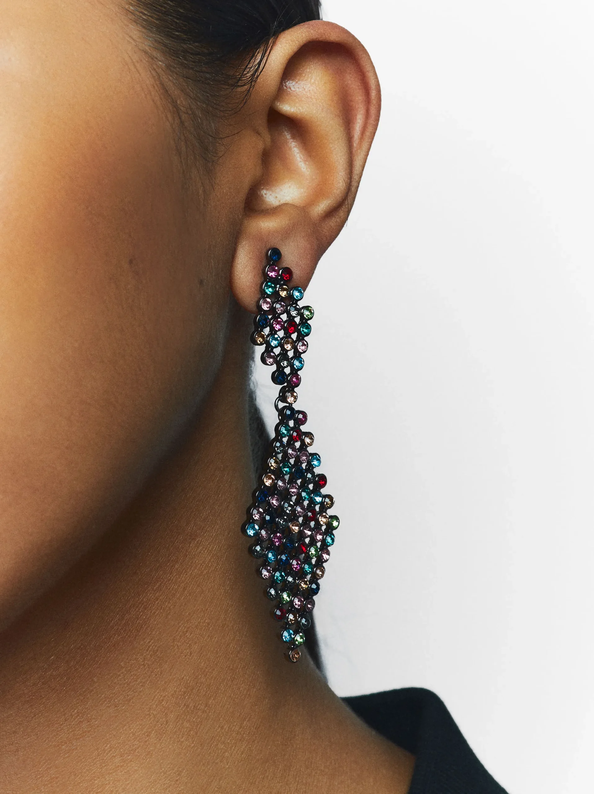 PARFOIS Pendientes Rombos Con Cristales Multicor Clearance
