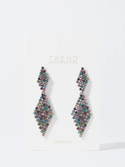 PARFOIS Pendientes Rombos Con Cristales Multicor Clearance