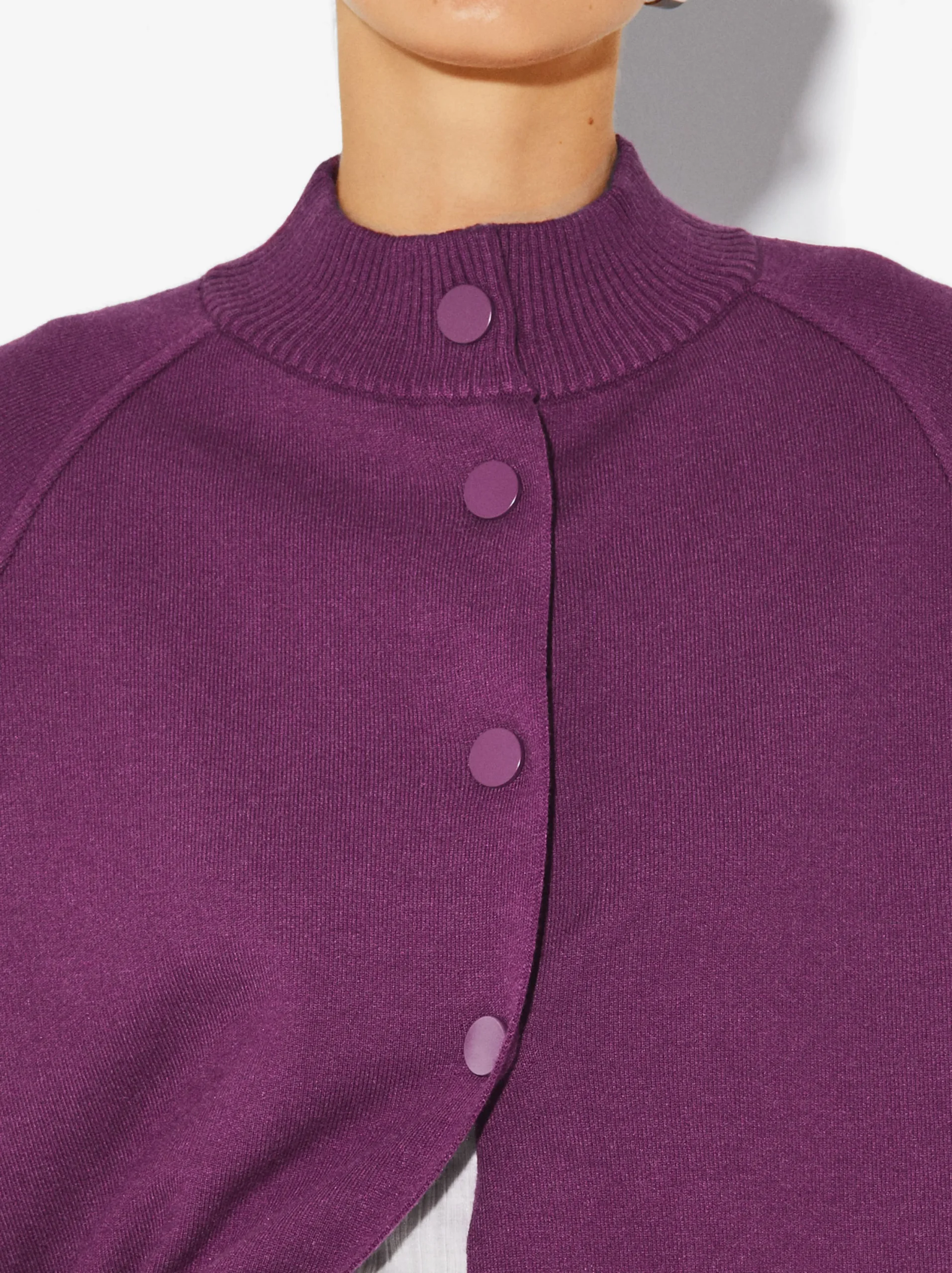 PARFOIS Poncho De Punto Con Cuello Redondo Violeta Sale