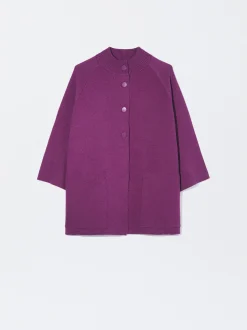 PARFOIS Poncho De Punto Con Cuello Redondo Violeta Sale