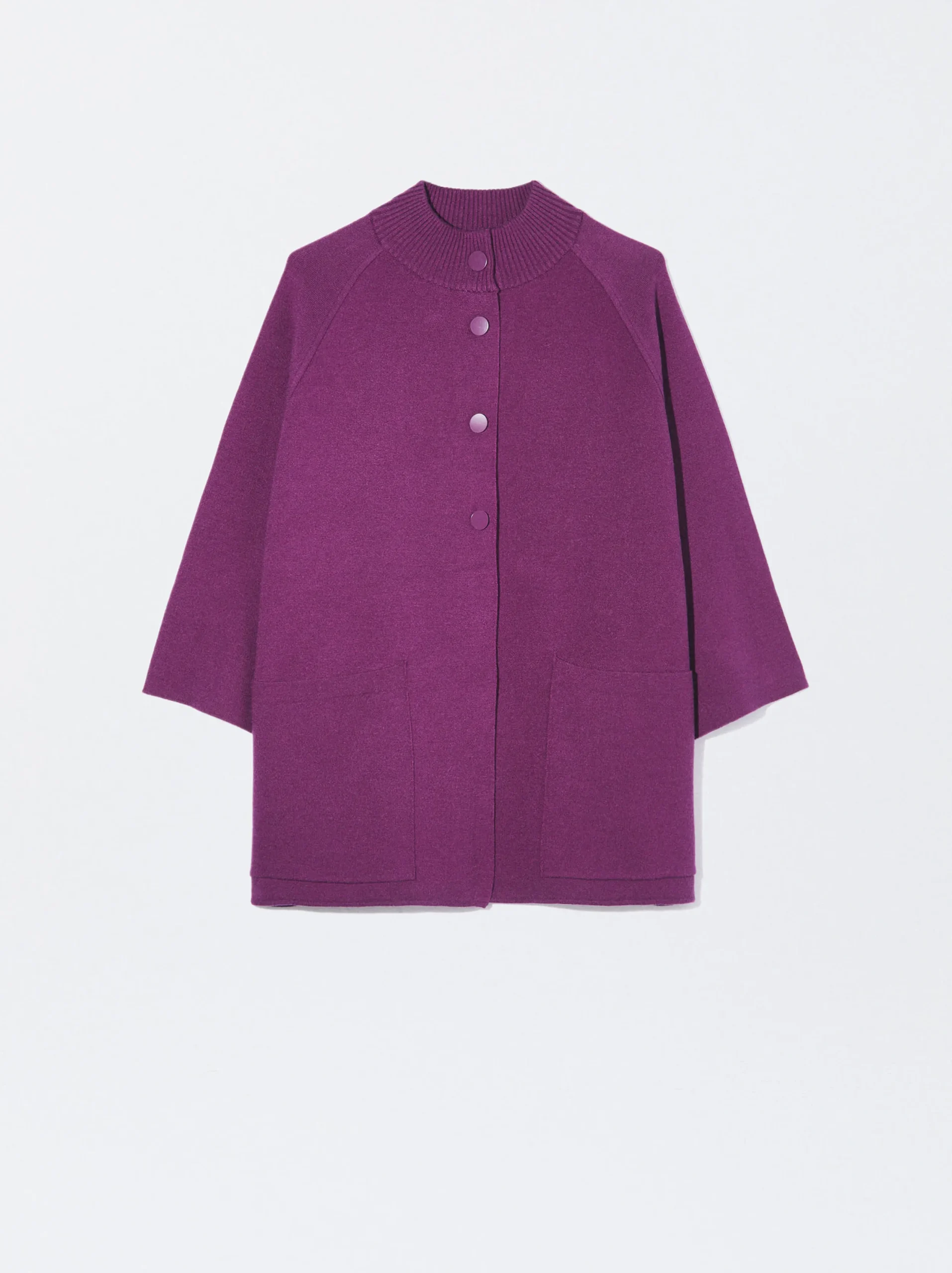 PARFOIS Poncho De Punto Con Cuello Redondo Violeta Sale