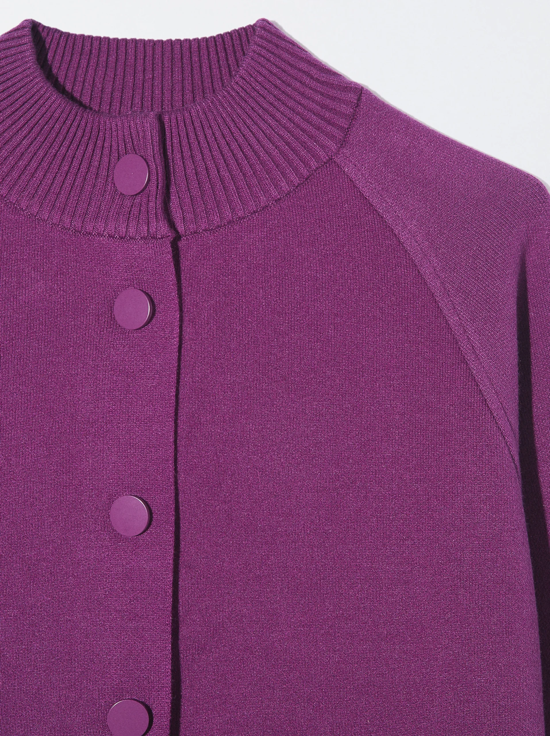 PARFOIS Poncho De Punto Con Cuello Redondo Violeta Sale