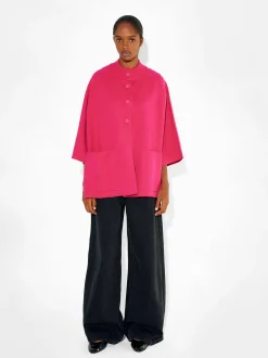 PARFOIS Poncho De Punto Con Cuello Redondo Fucsia Store