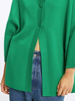 PARFOIS Poncho De Punto Con Cuello Redondo Verde Store