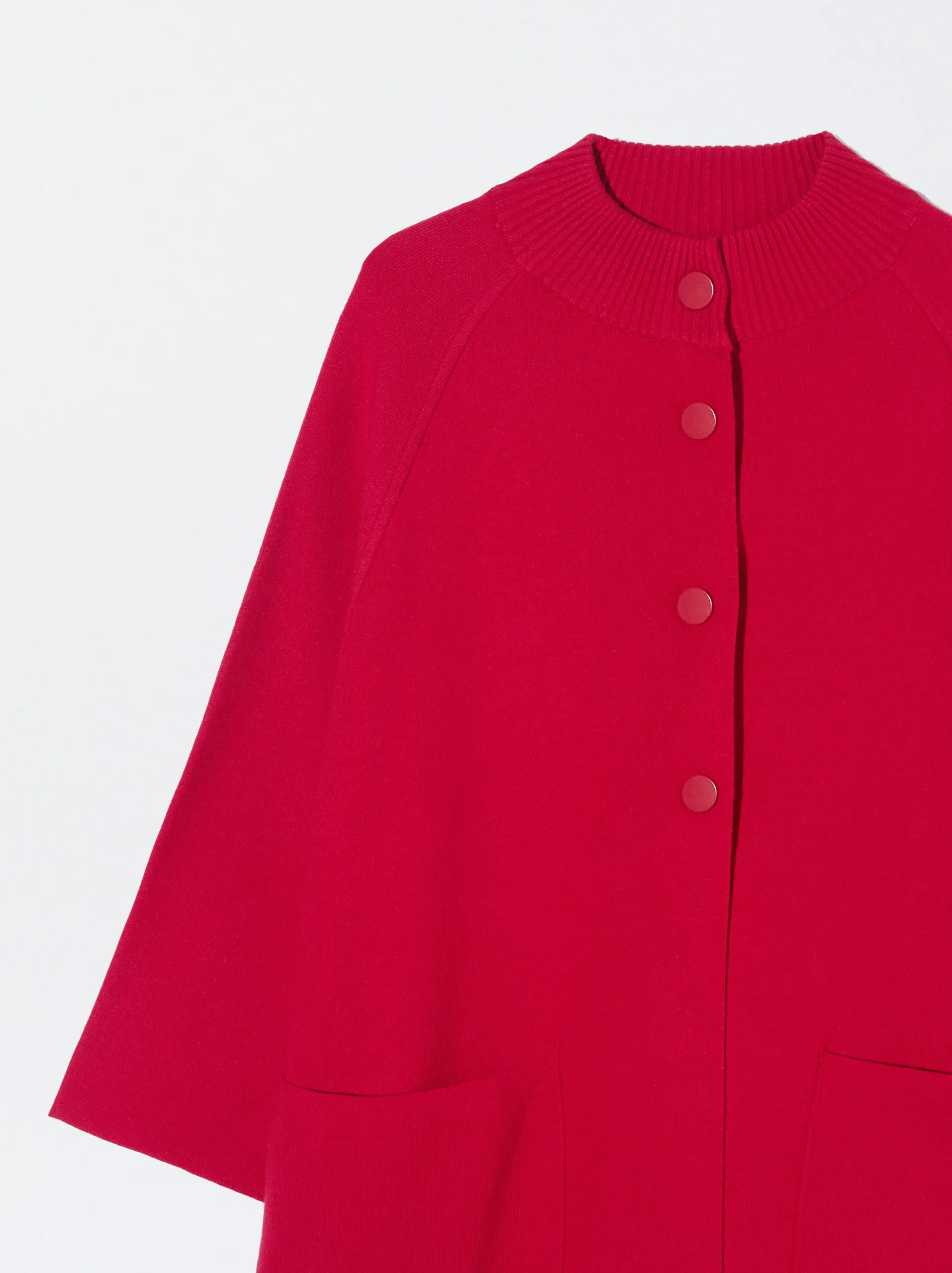 PARFOIS Poncho De Punto Con Cuello Redondo Rojo Fashion