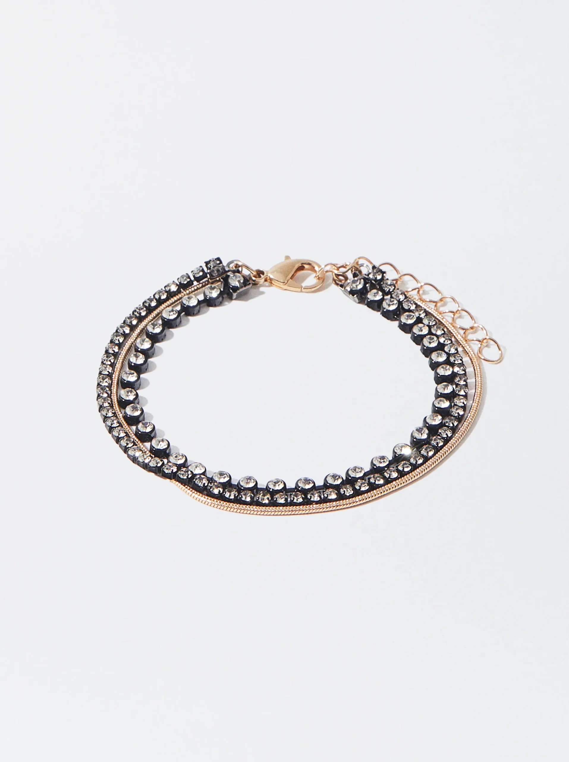 PARFOIS Pulsera Ajustable Con Cristales Negro Sale