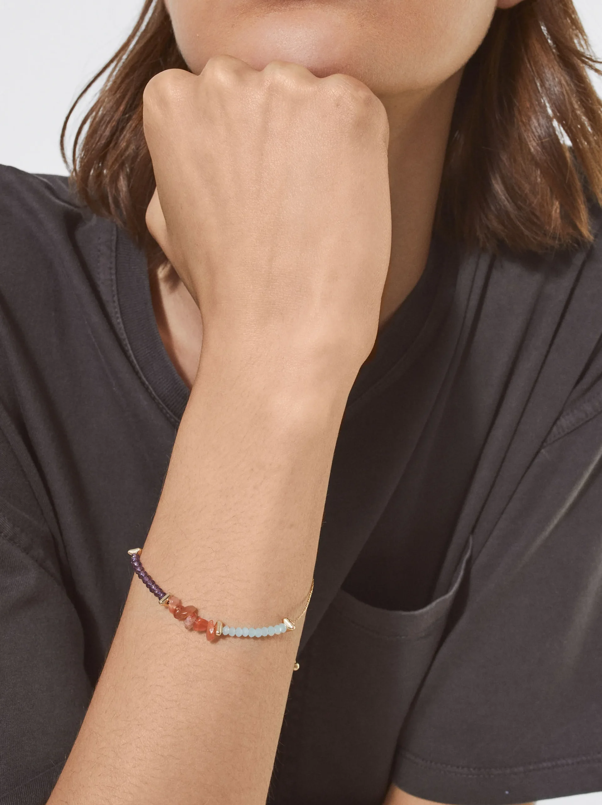 PARFOIS Pulsera Ajustable Con Piedra Multicor Cheap