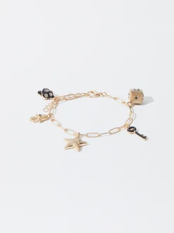 PARFOIS Pulsera Con Charms Negro Fashion