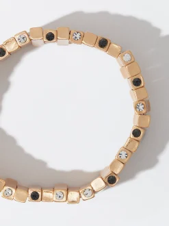 PARFOIS Pulsera Dorada Con Circonitas Negro Shop