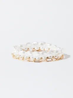 PARFOIS Pulsera Dorada Con Perlas Dorado Outlet