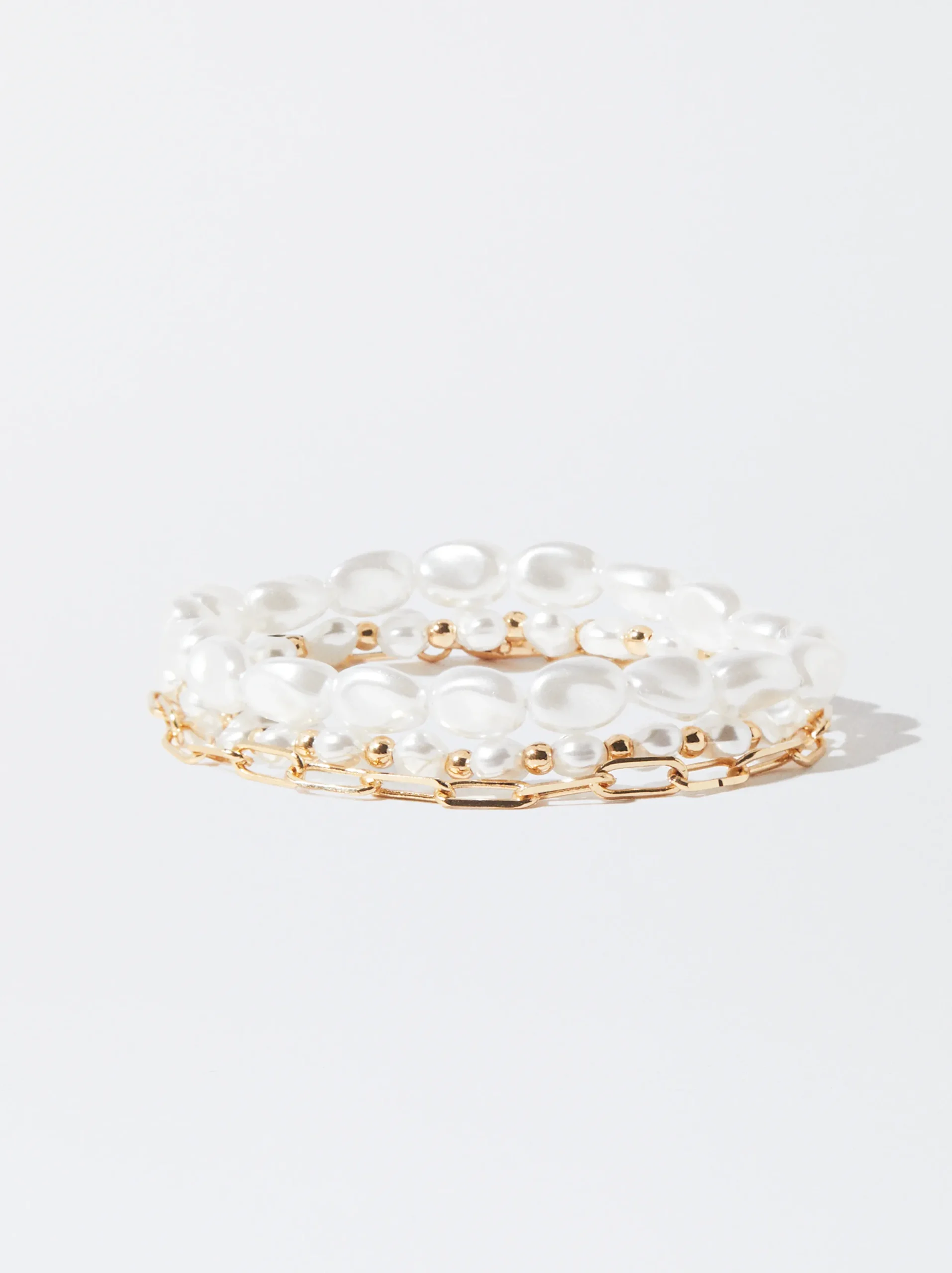 PARFOIS Pulsera Dorada Con Perlas Dorado Outlet