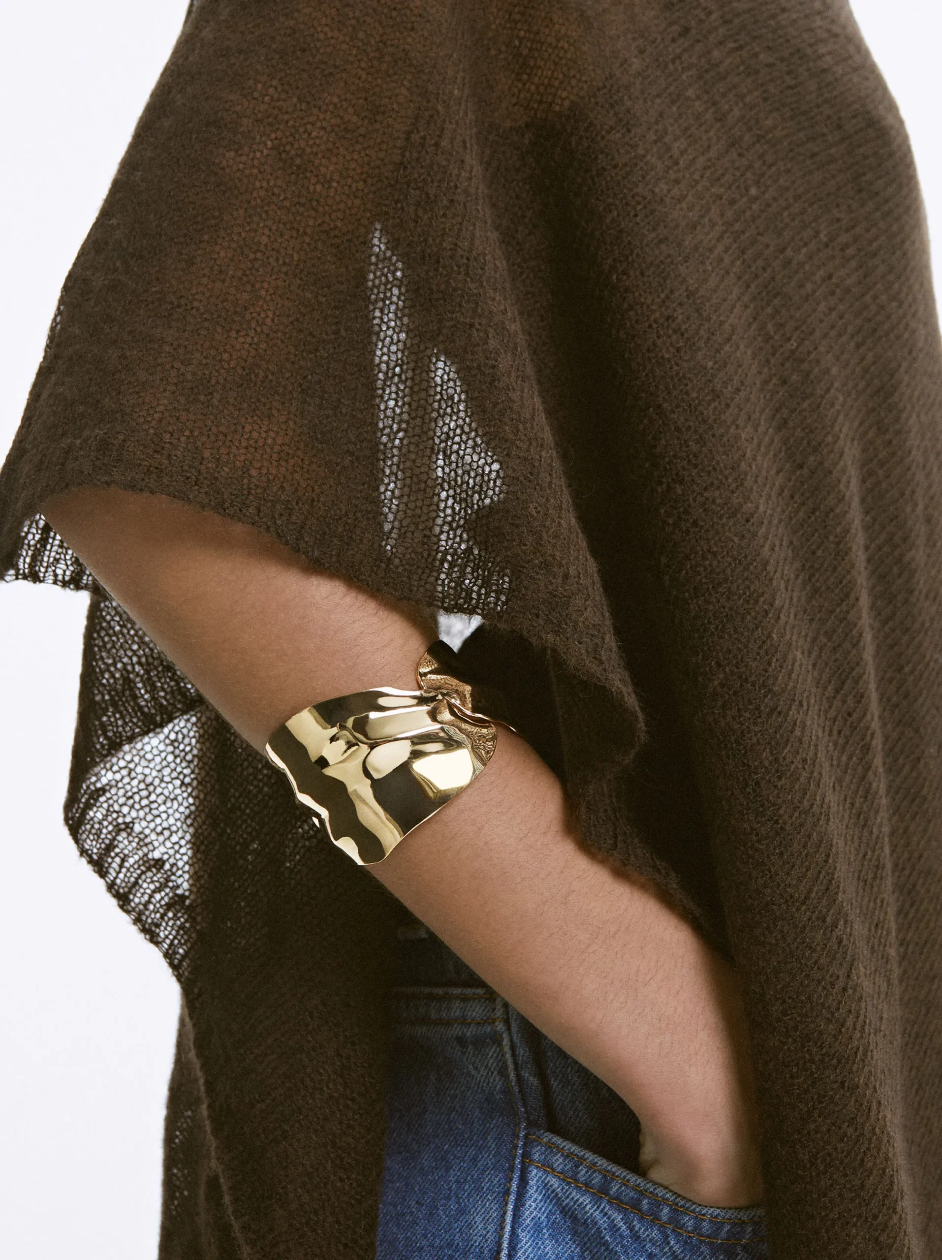 PARFOIS Pulsera Dorada Con Relieve Dorado Flash Sale