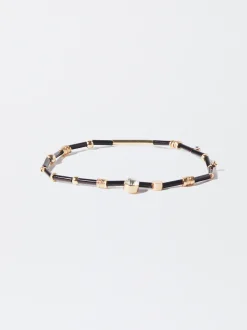 PARFOIS Pulsera Elástica Con Strass Negro New