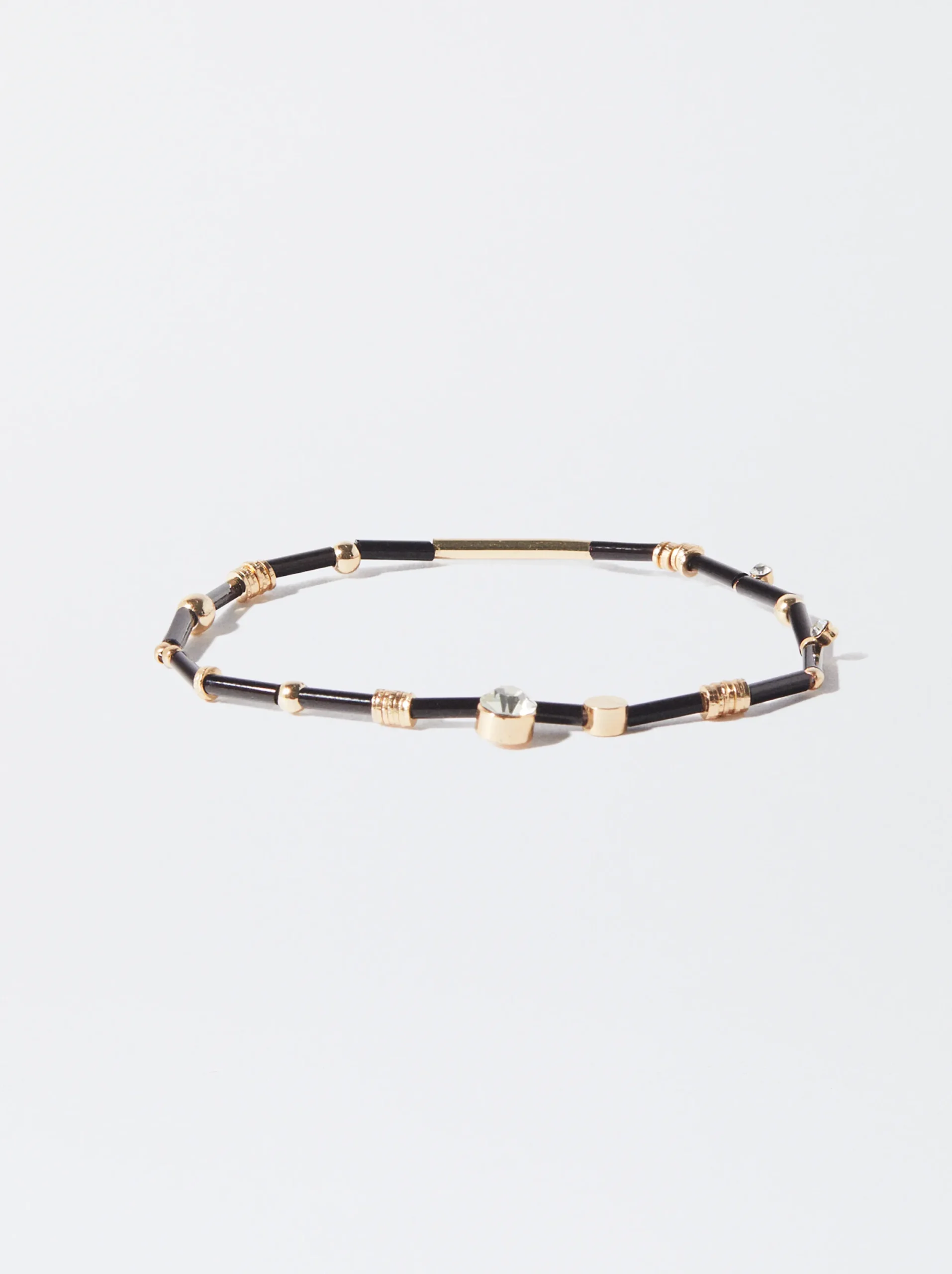 PARFOIS Pulsera Elástica Con Strass Negro New