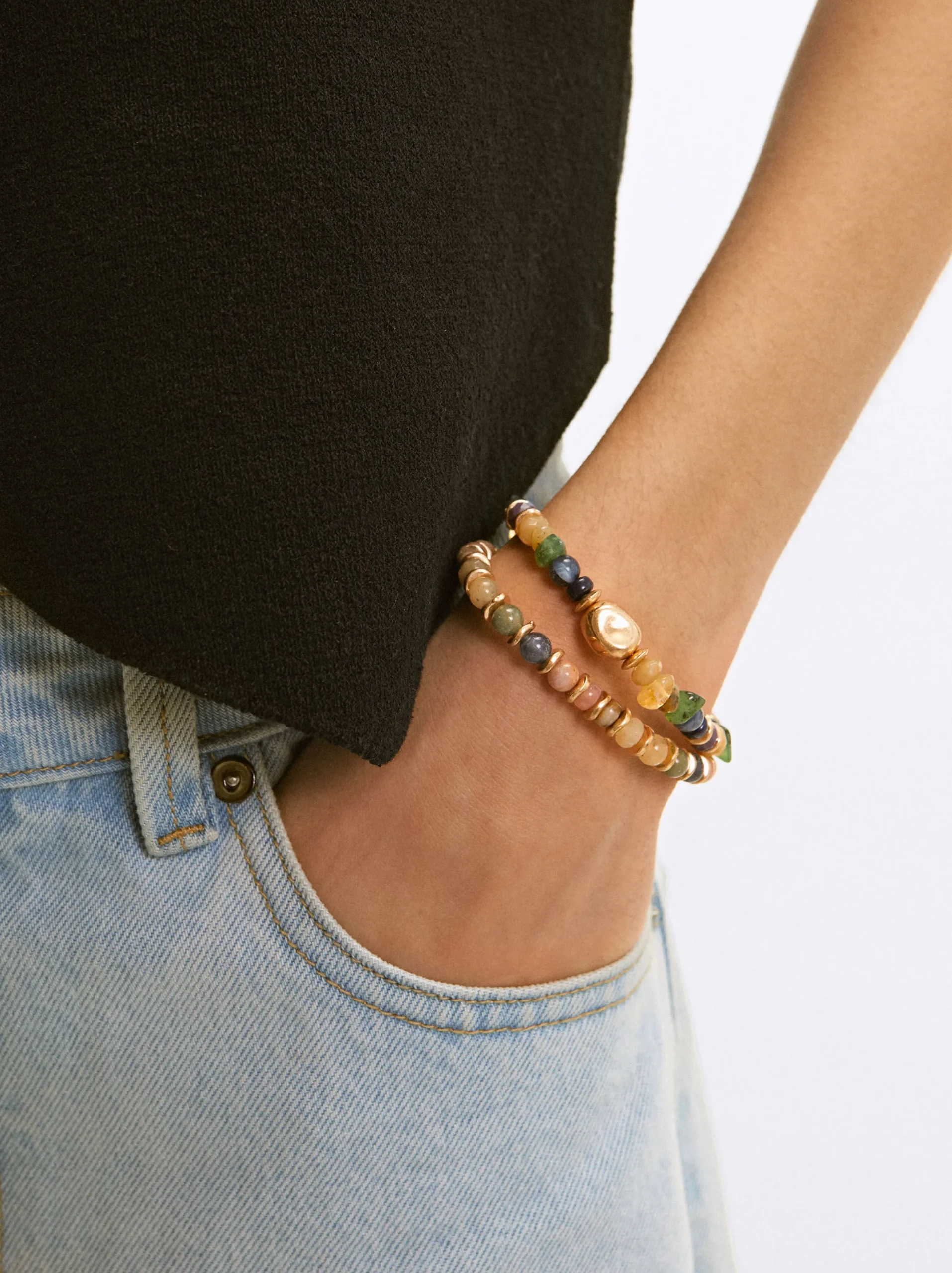 PARFOIS Pulsera Elástica Con Piedras Multicor Online
