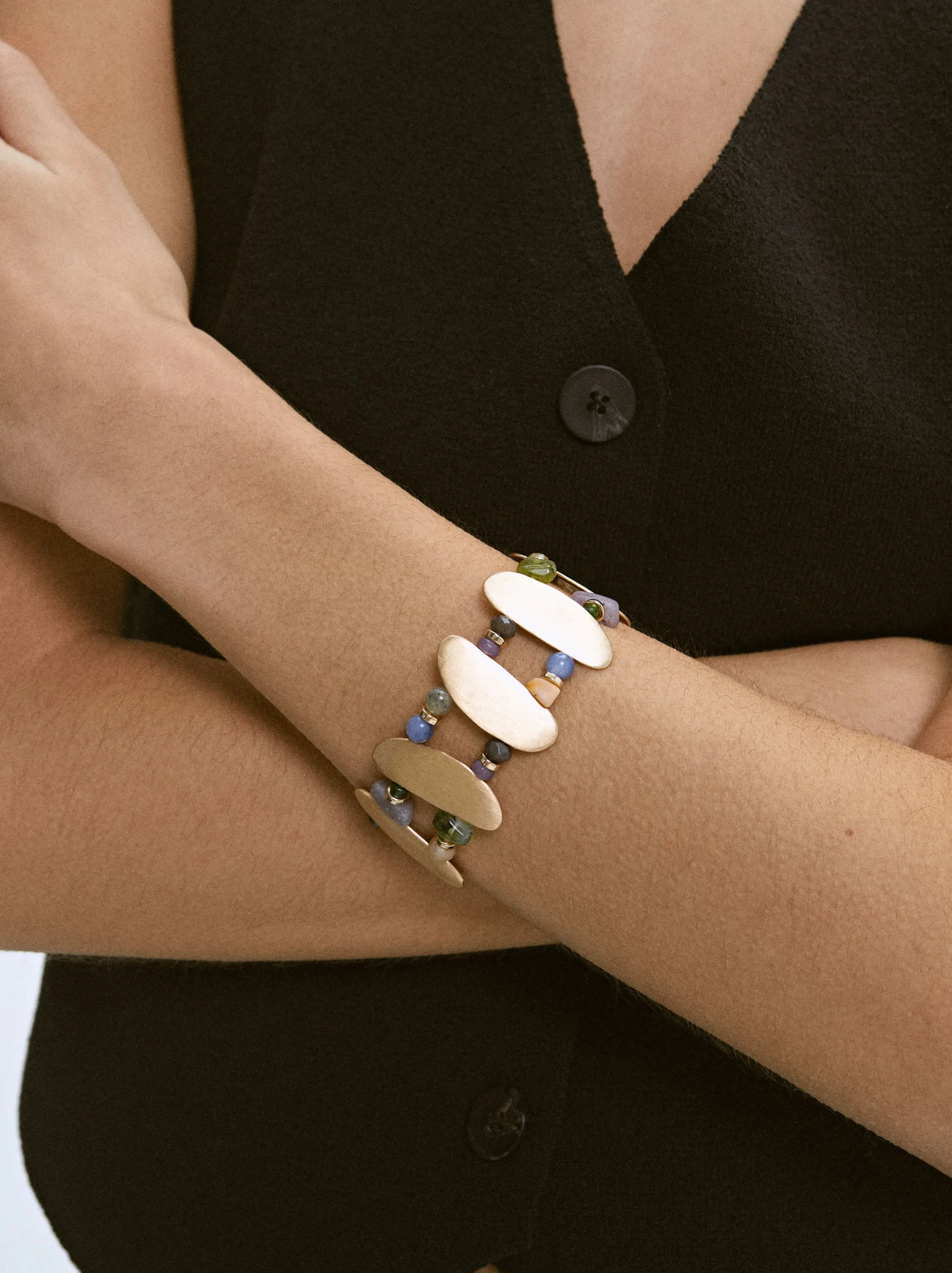 PARFOIS Pulsera Elástica Con Piedras Multicor Sale