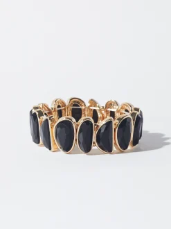 PARFOIS Pulsera Elástica Dorada Con Esmalte Negro Shop