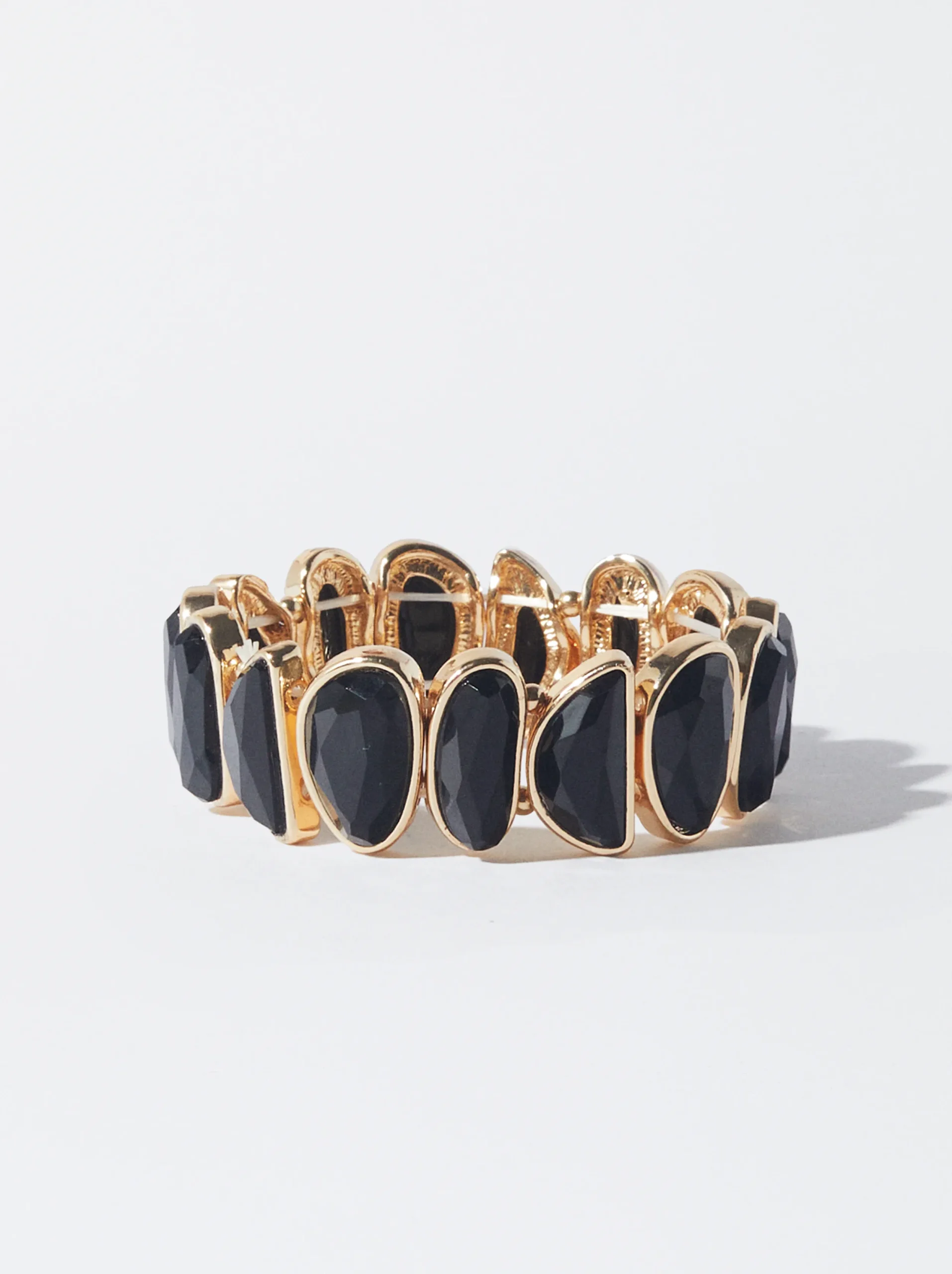 PARFOIS Pulsera Elástica Dorada Con Esmalte Negro Shop
