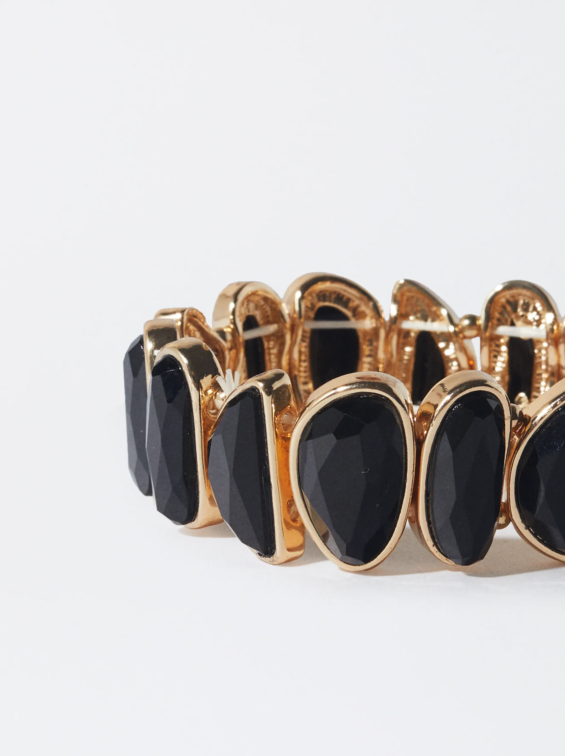 PARFOIS Pulsera Elástica Dorada Con Esmalte Negro Shop
