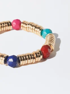 PARFOIS Pulsera El&aacute;stica Resina Multicor Fashion
