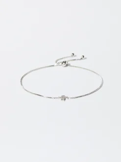 PARFOIS Pulsera Plateada Con Circonitas Y Cruz Plateado Hot
