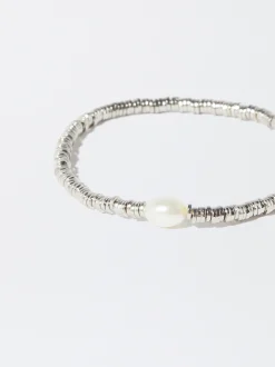 PARFOIS Pulsera Plateada Con Perla Plateado Best